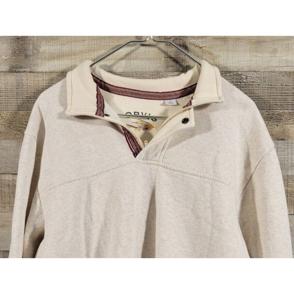 Orvis 1/4 Zip Button Snap Cream Beige Mens Pull Over Sweater Size XL - Picture 3 of 11